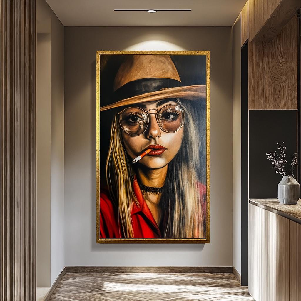 Woman Smoking Wall Art – Cool Girl Canvas | Modern Women Portrait Art Print