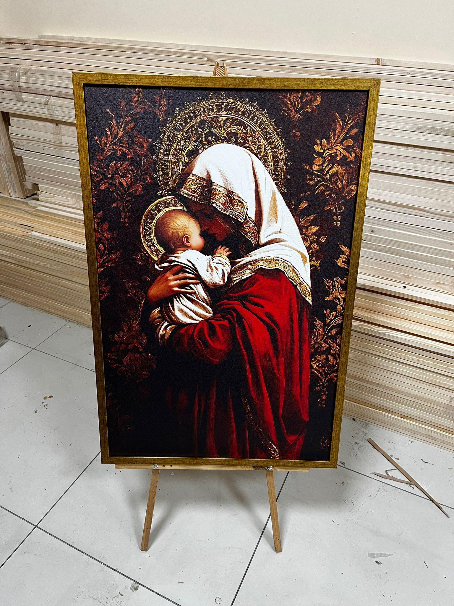 Virgin Mary Wall Art – Renaissance Religious Canvas Print | Sacred Family Artwork