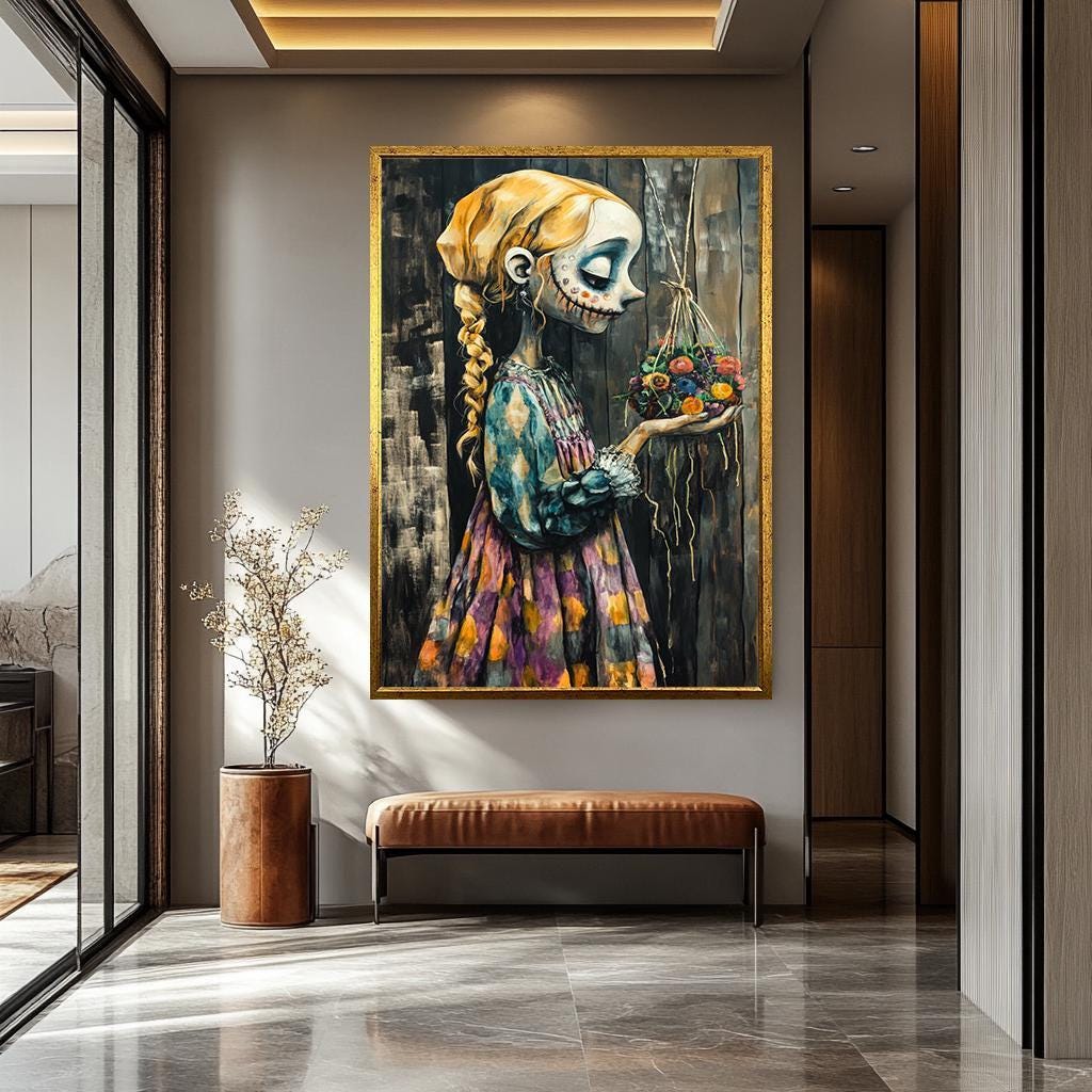 Gothic Woman Canvas Print - Dark Fantasy Wall Art | Surreal Spooky Artwork