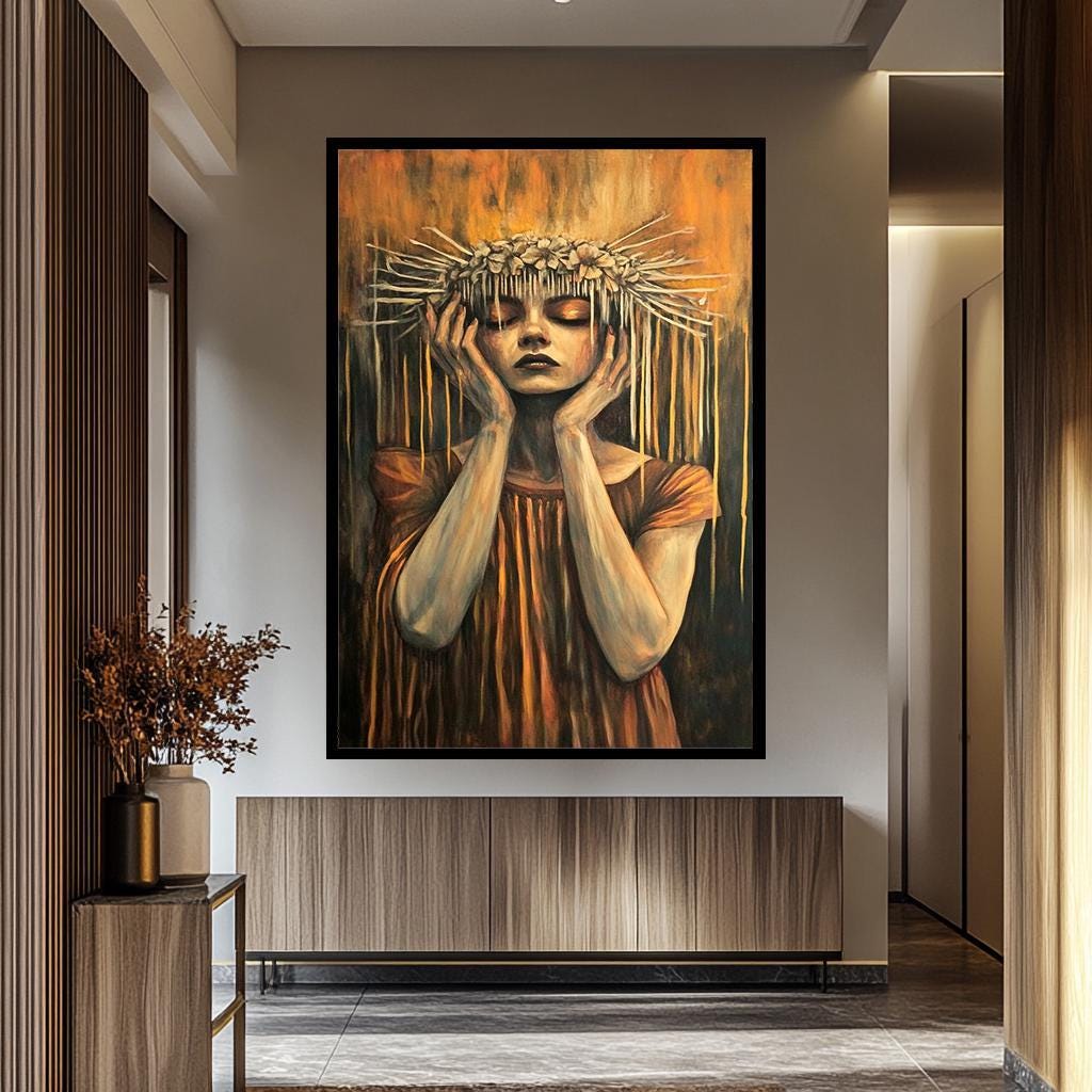 Surreal Woman Wall Art – Dark Fantasy Artwork | Unique Gothic Aesthetic Canvas Print