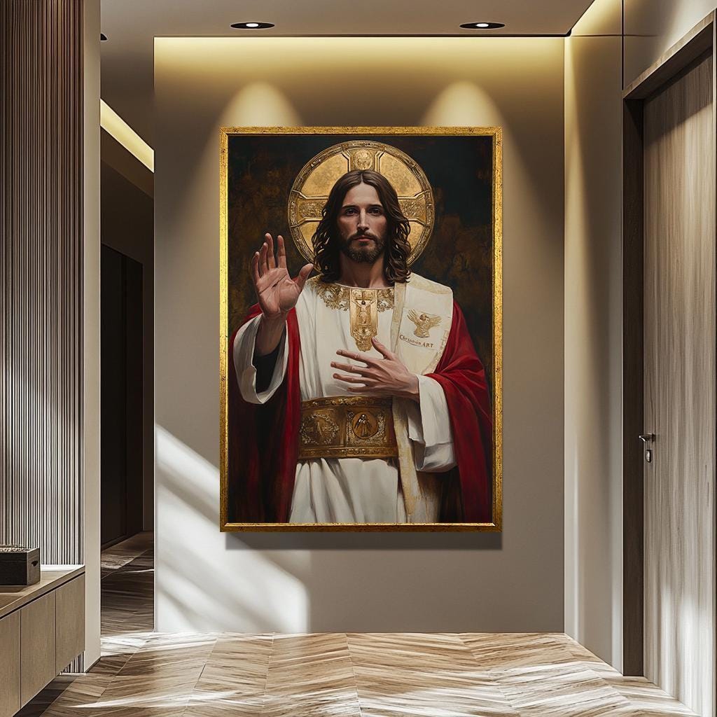 Jesus Wall Art | Christian Canvas Art - Religious Wall Decor | Prayer Room Artwork