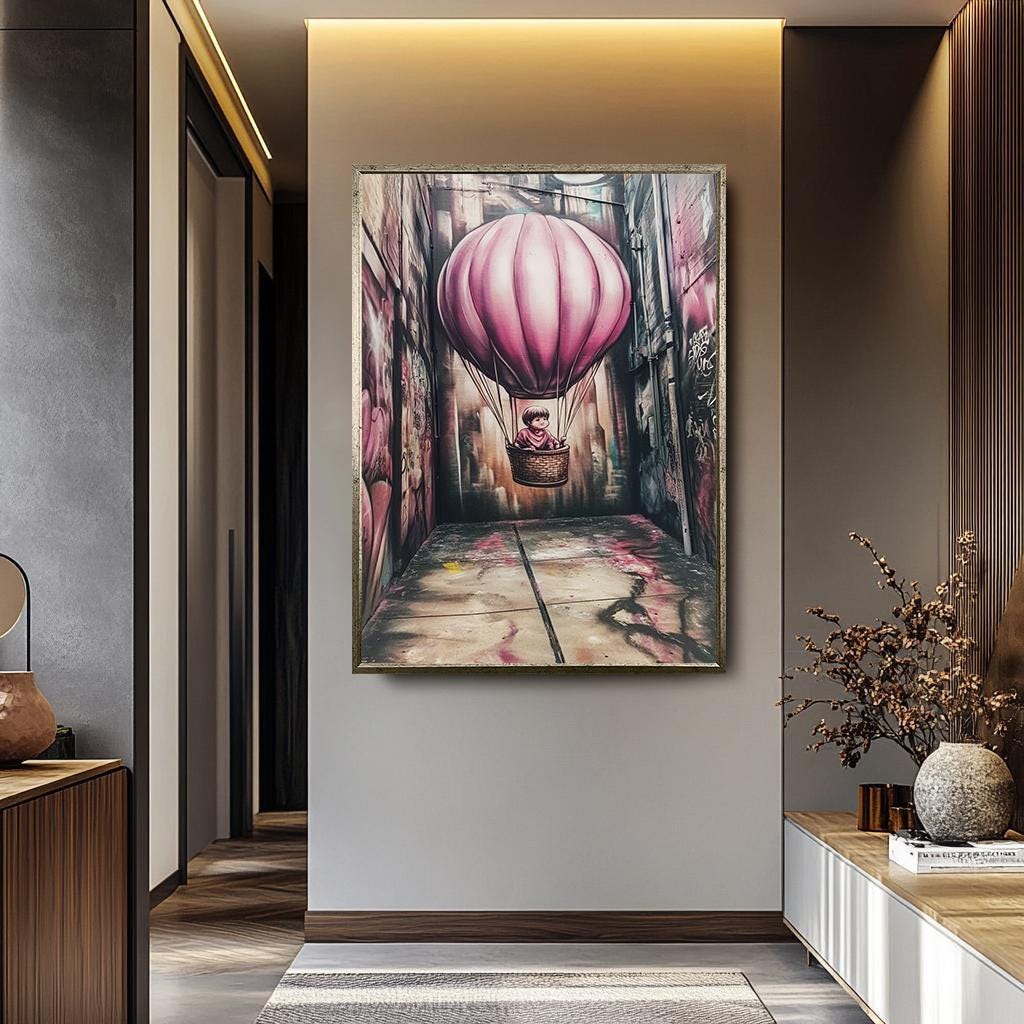Banksy Street Art Canvas – Pink Balloon Graffiti Urban Wall Decor | Ready to Hang