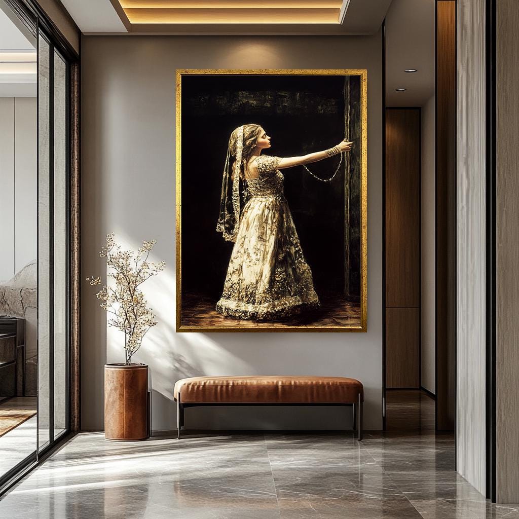 Women Wall Art – Elegant Portrait Canvas Print | Luxury Vintage Decor