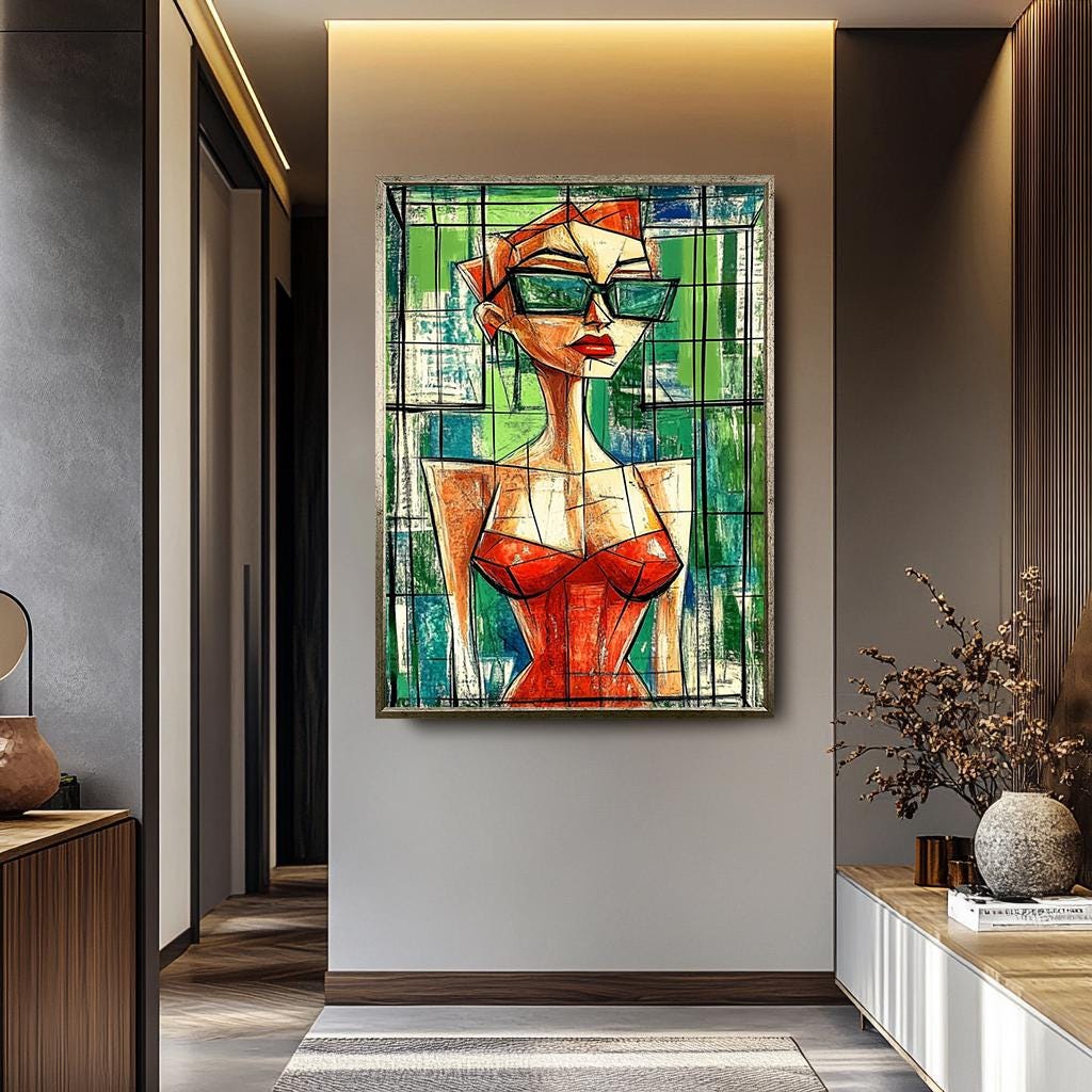 Pop Art Wall Art | Vibrant Abstract Portrait Canvas with Bold Colors - Modern Decor