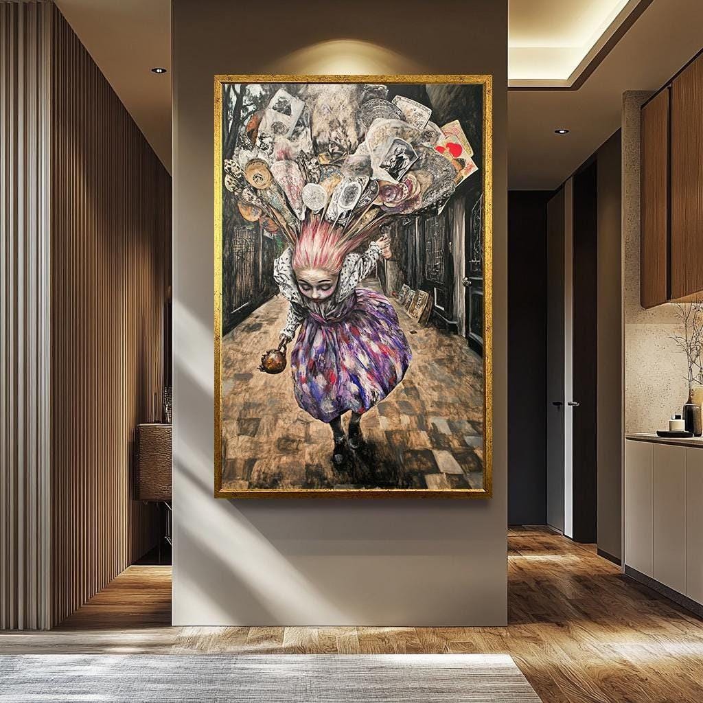 Surreal Woman Wall Art – Whimsical Fantasy Portrait Print | Gothic Dreamlike Painting