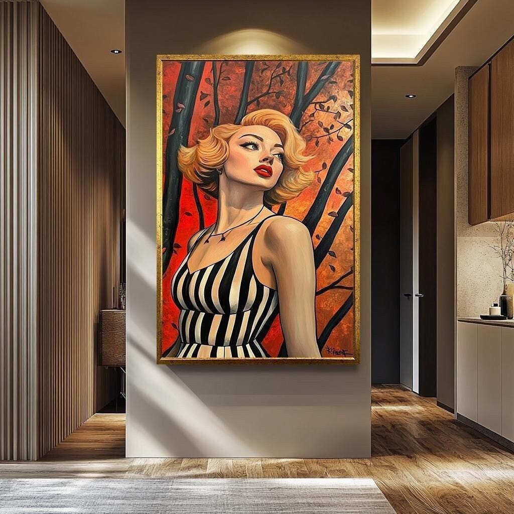 Pop Art Wall Art – Blonde Woman Modern Portrait | Abstract Female Artwork