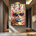 Cool Cat Pop Art - Retro Abstract Cat Painting | Vibrant Colorful Canvas Print