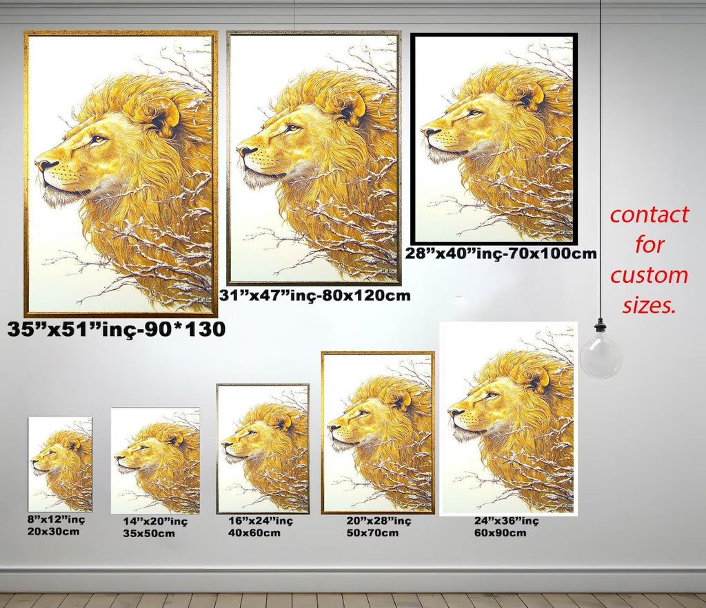 Golden Lion Wall Art – Majestic Wildlife Canvas Art | Elegant Lion Portrait Decor