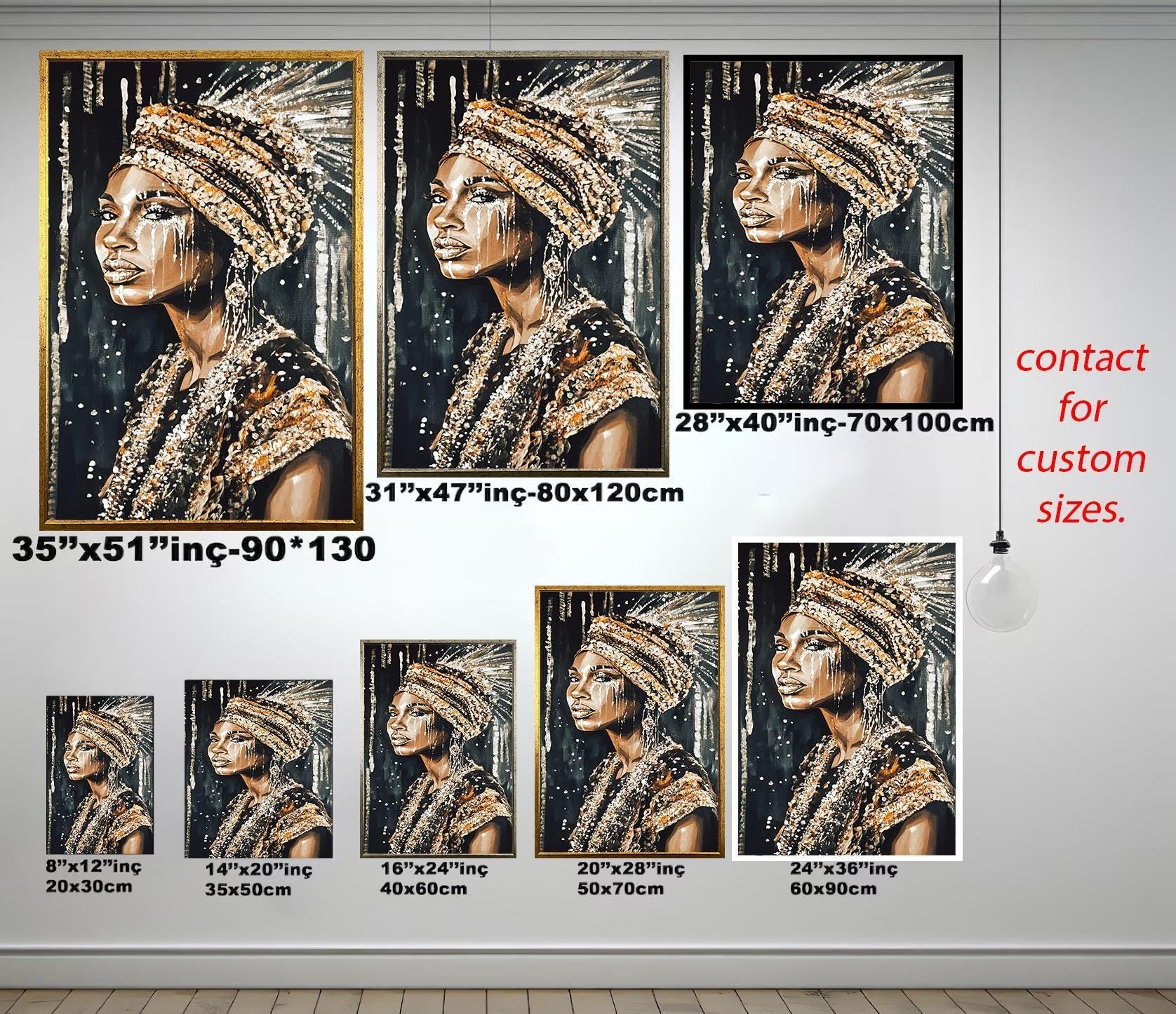 African Woman Wall Art - Female Portrait Canvas | Luxury Abstract Painting