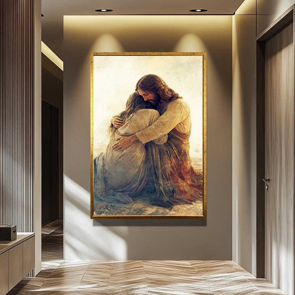 Jesus Christ Canvas Print | Divine Compassion Painting, Christian Wall Art & Healing Love Decor