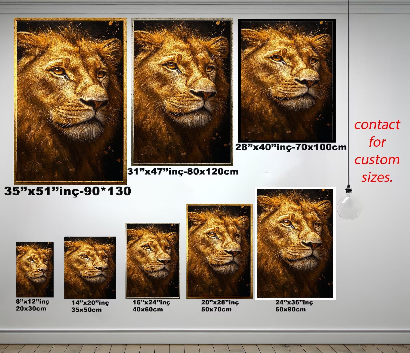 Lion Wall Art – Golden Lion Portrait Canvas Print | Luxury Wildlife Decor