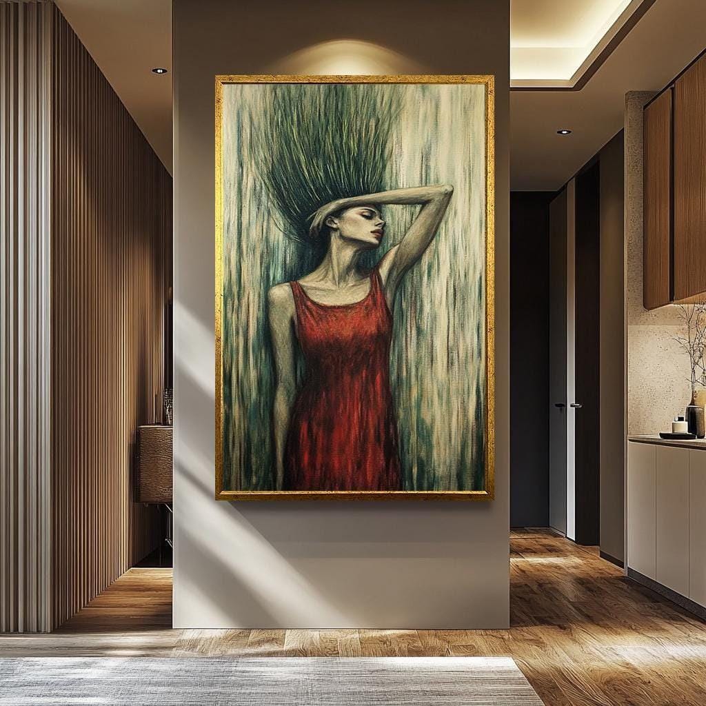Surreal Woman Portrait - Modern Abstract Wall Art | Feminine Canvas Painting