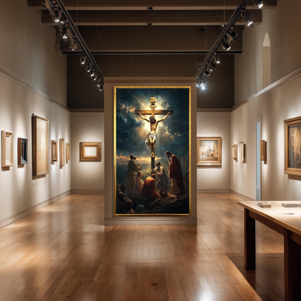 Jesus Crucifixion Canvas – Powerful Christian Wall Art | Faith Based Print with Divine Light