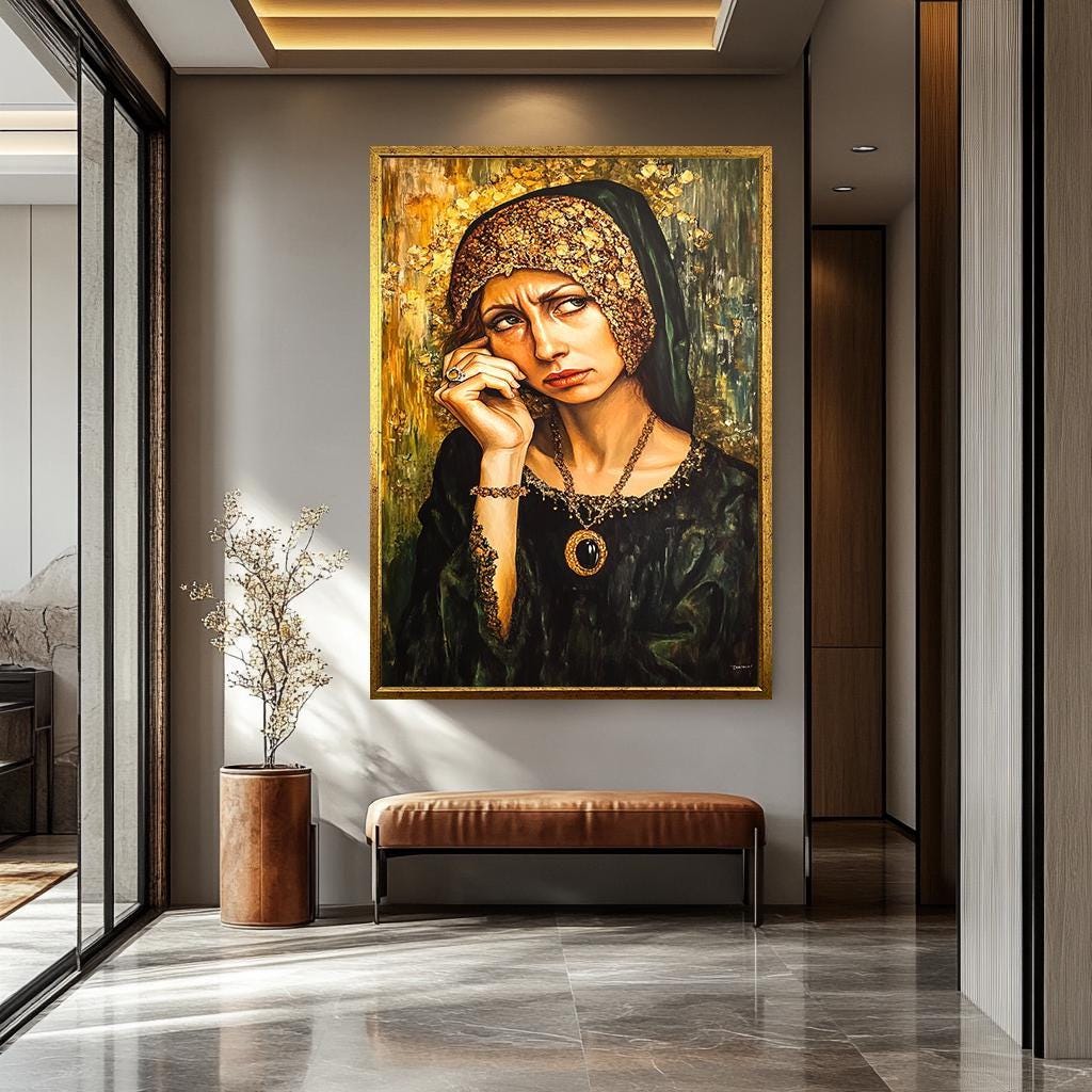 Renaissance Woman Wall Art - Vintage Women Portrait on Regal Canvas Print