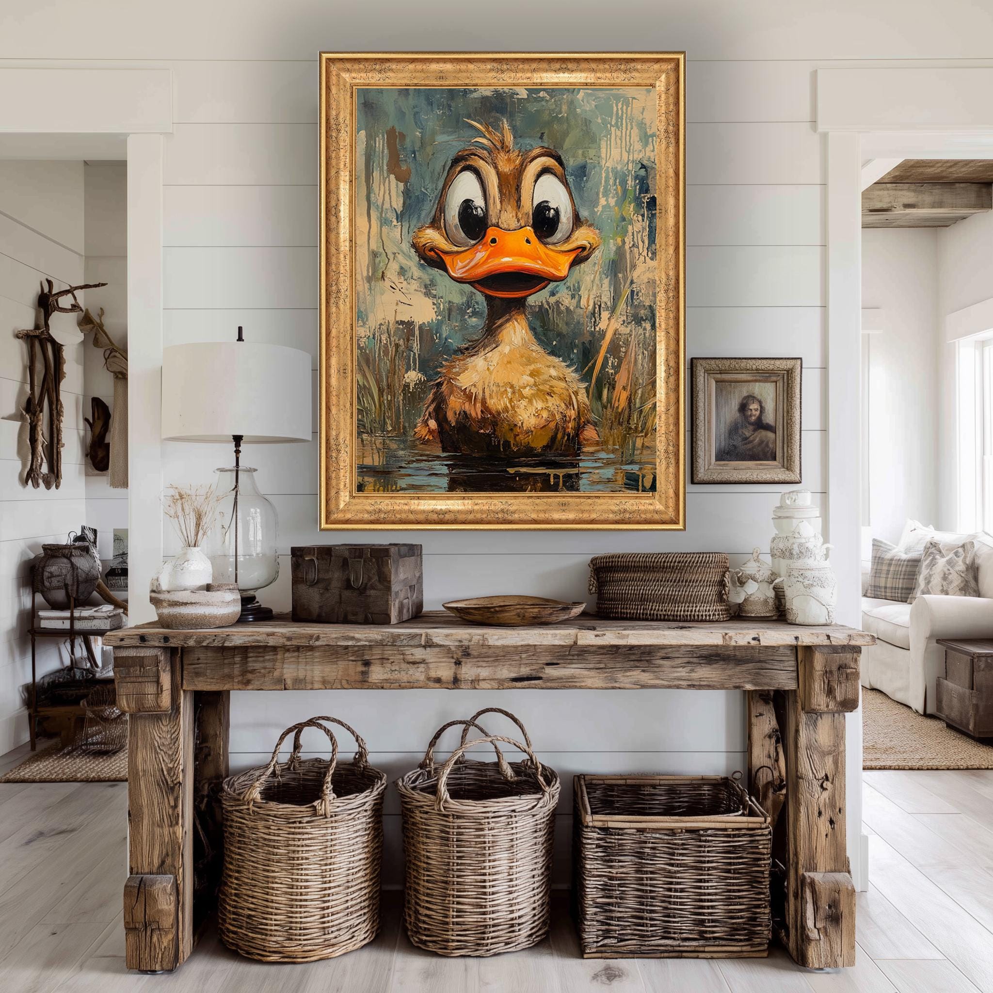 Cute Duck Canvas Print – Whimsical Nursery Wall Art with Bright Orange Beak