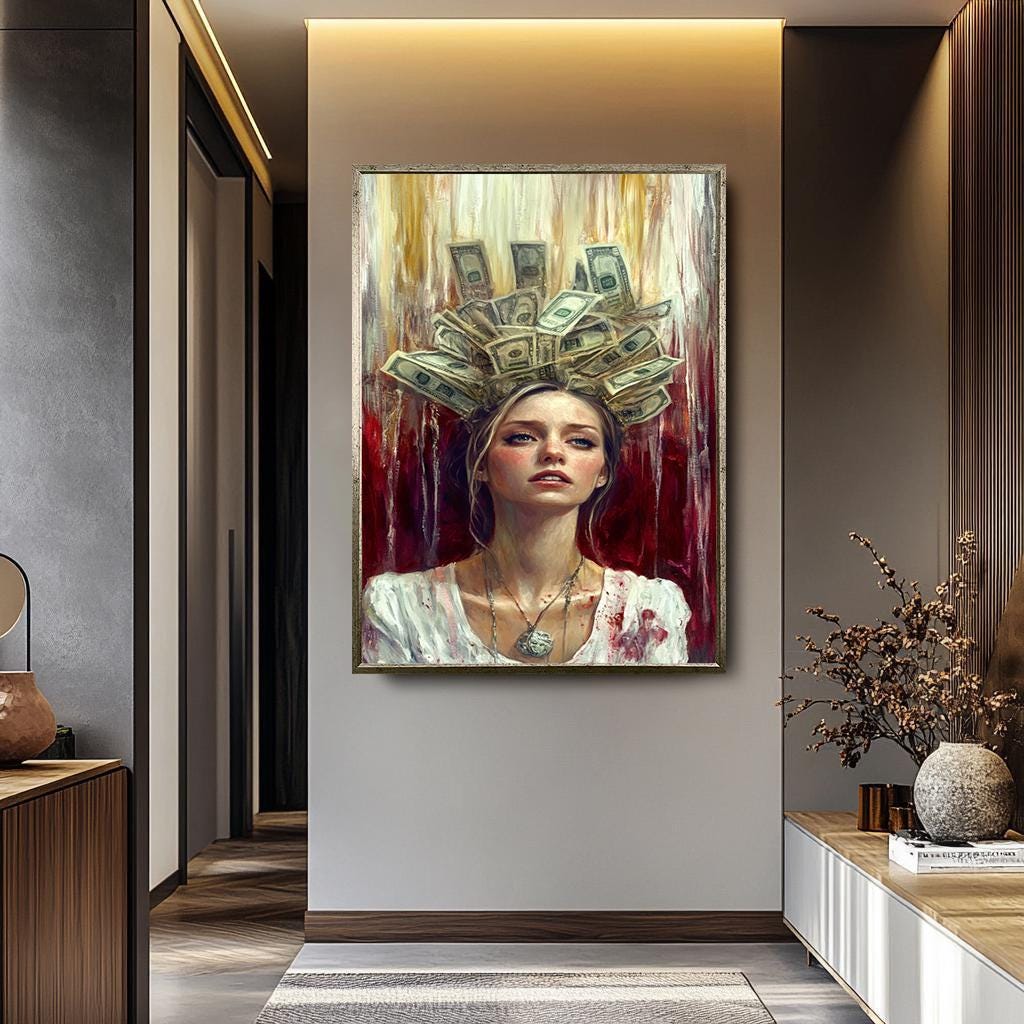 Luxury Woman Money Art - Powerful Woman Canvas | Money Crown Wall Art