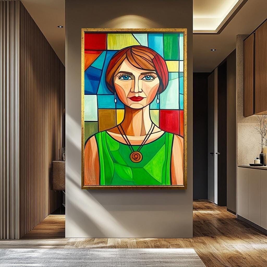 Pop Art Wall Art - Geometric Portrait Canvas | Bold Colorful Artwork for Living Room
