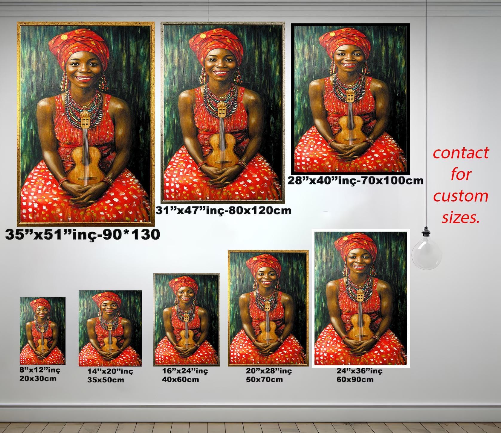 African Women Wall Art – Colorful Female Portrait Painting | Joyful Cultural Canvas