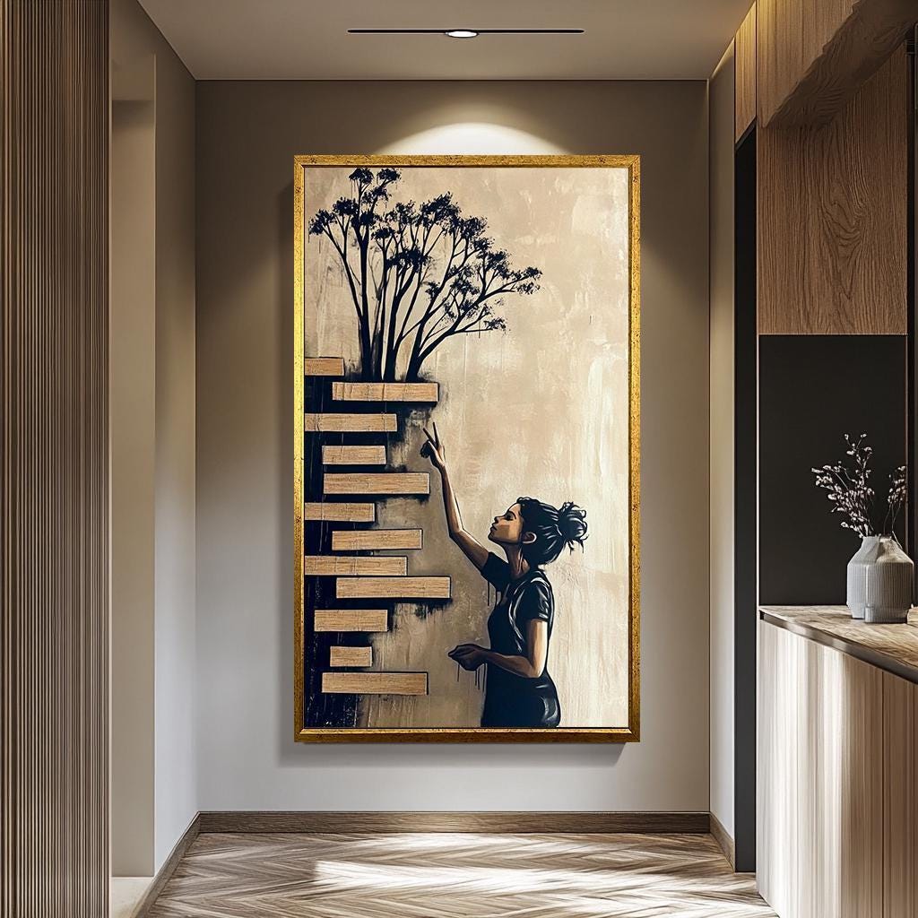 Banksy Wall Art – Modern Urban Artwork With Tree And Ladder Design | Vibrant Canvas Print