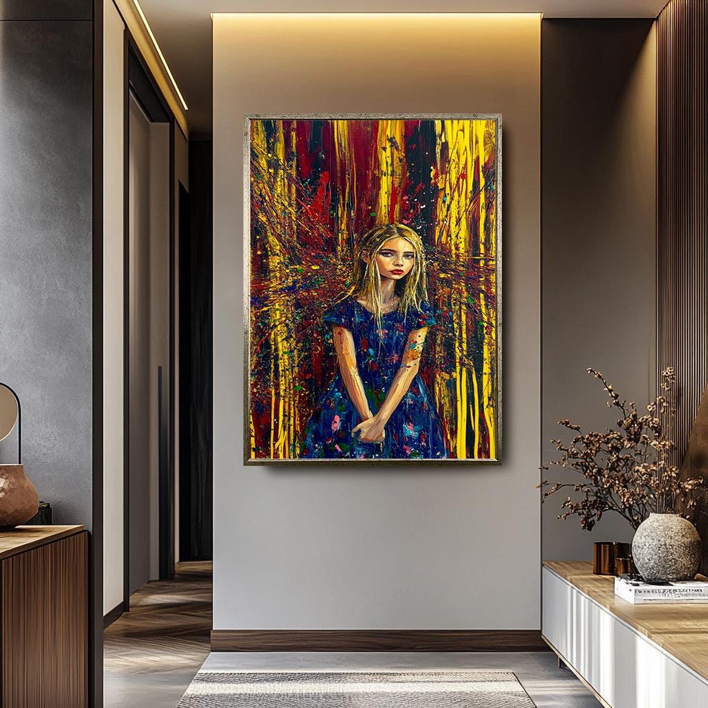 Pop Art Wall Art – Abstract Female Portrait Canvas | Vibrant Splatter Artwork