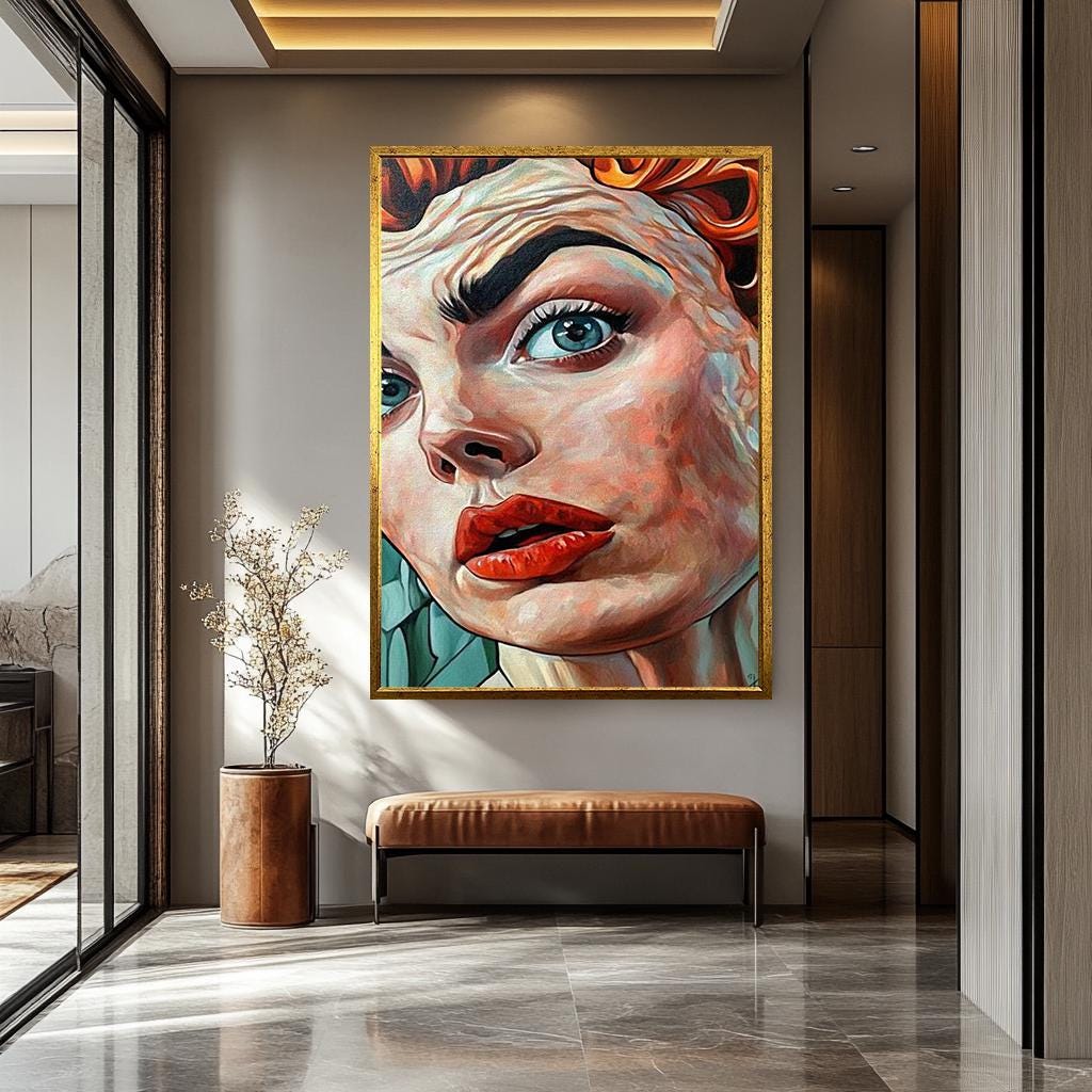 Women Pop Art Canvas | Colorful Wall Decor, Vibrant Floral Painting, Feminine Style