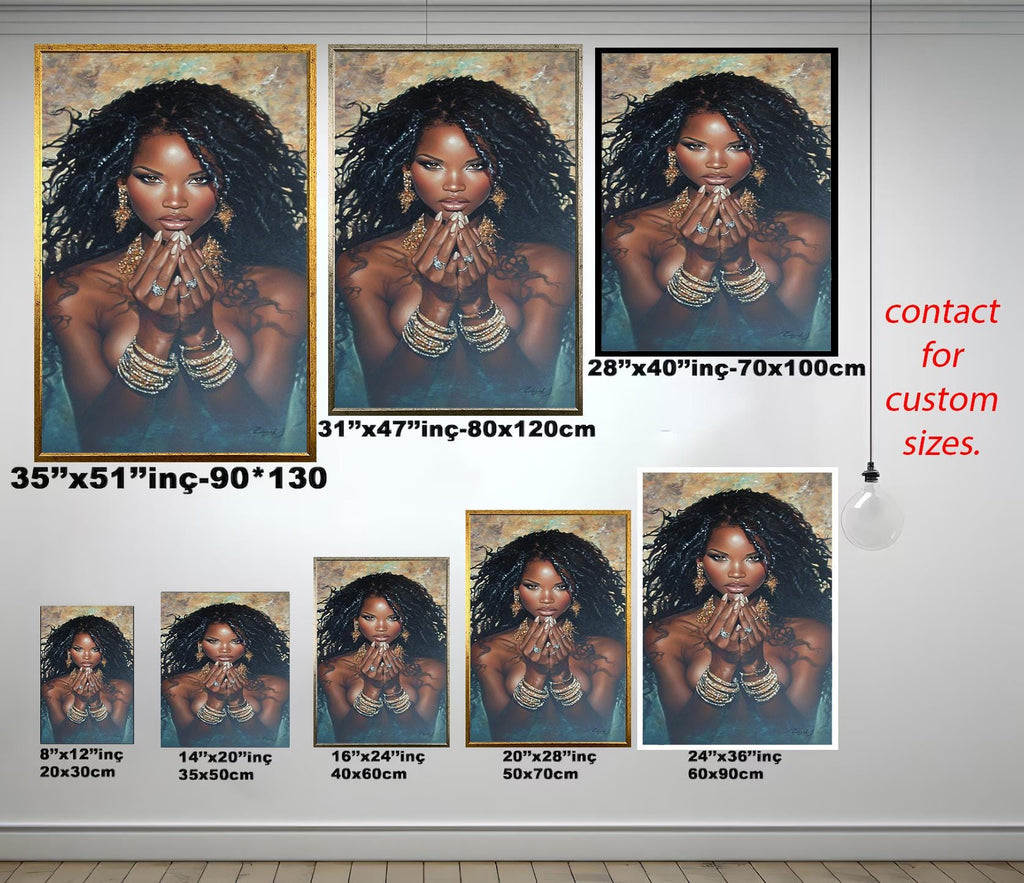 African Woman Wall Art – Luxury Canvas Print | Black Women Portrait Decor