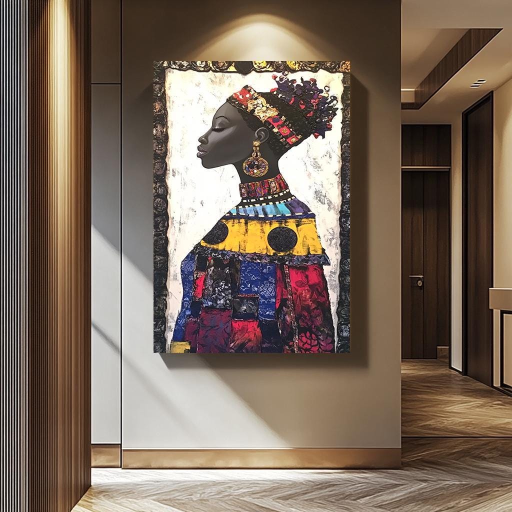 African Women Wall Art – Colorful Cultural Portrait on Canvas | Vibrant African Style Artwork
