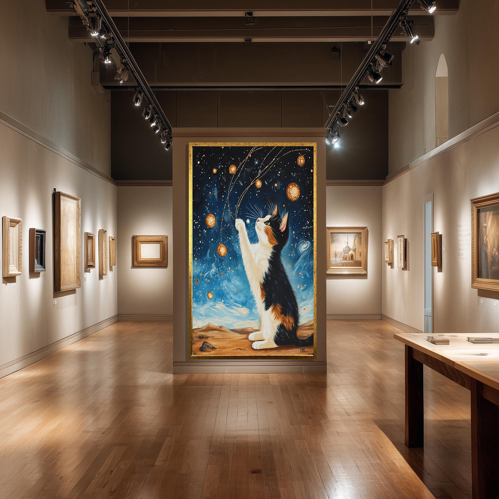 Calico Cat Canvas Print – Whimsical Cosmic Cat Artwork | Fantasy Feline Wall Art