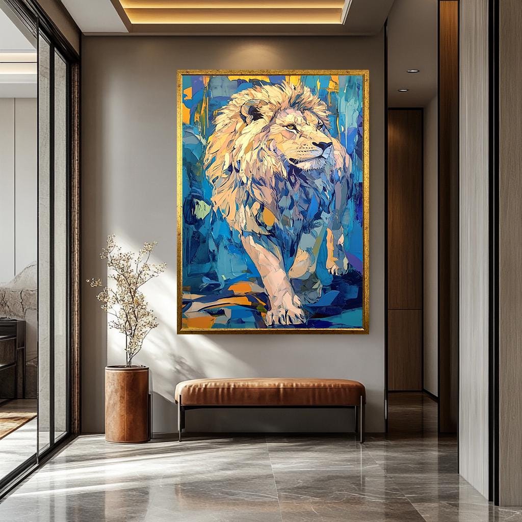 Lion Wall Art - Modern Wildlife Canvas | Vibrant Animal Artwork & Decor