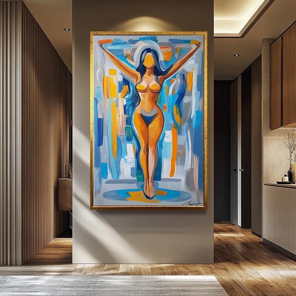 Abstract Woman Print – Modern Nude Art | Colorful Wall Decor | Female Canvas