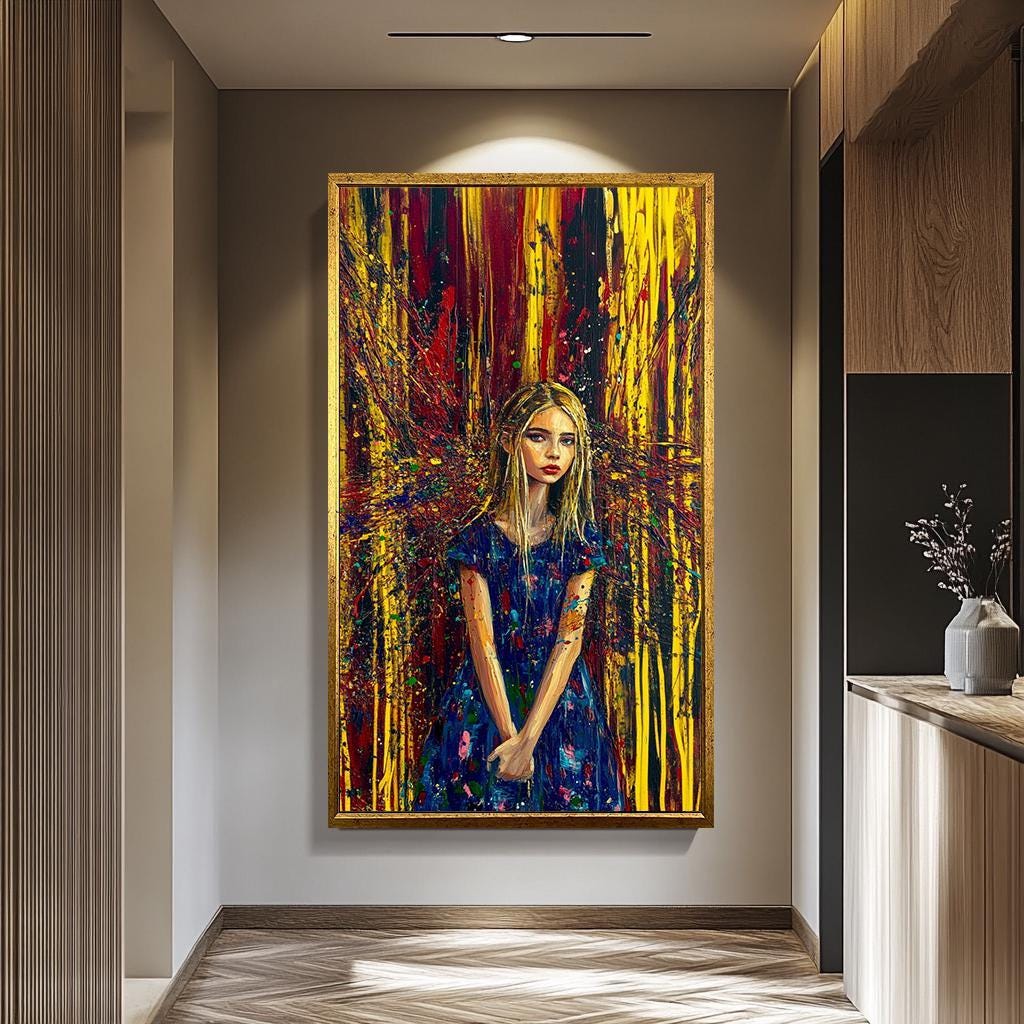 Pop Art Wall Art – Abstract Female Portrait Canvas | Vibrant Splatter Artwork