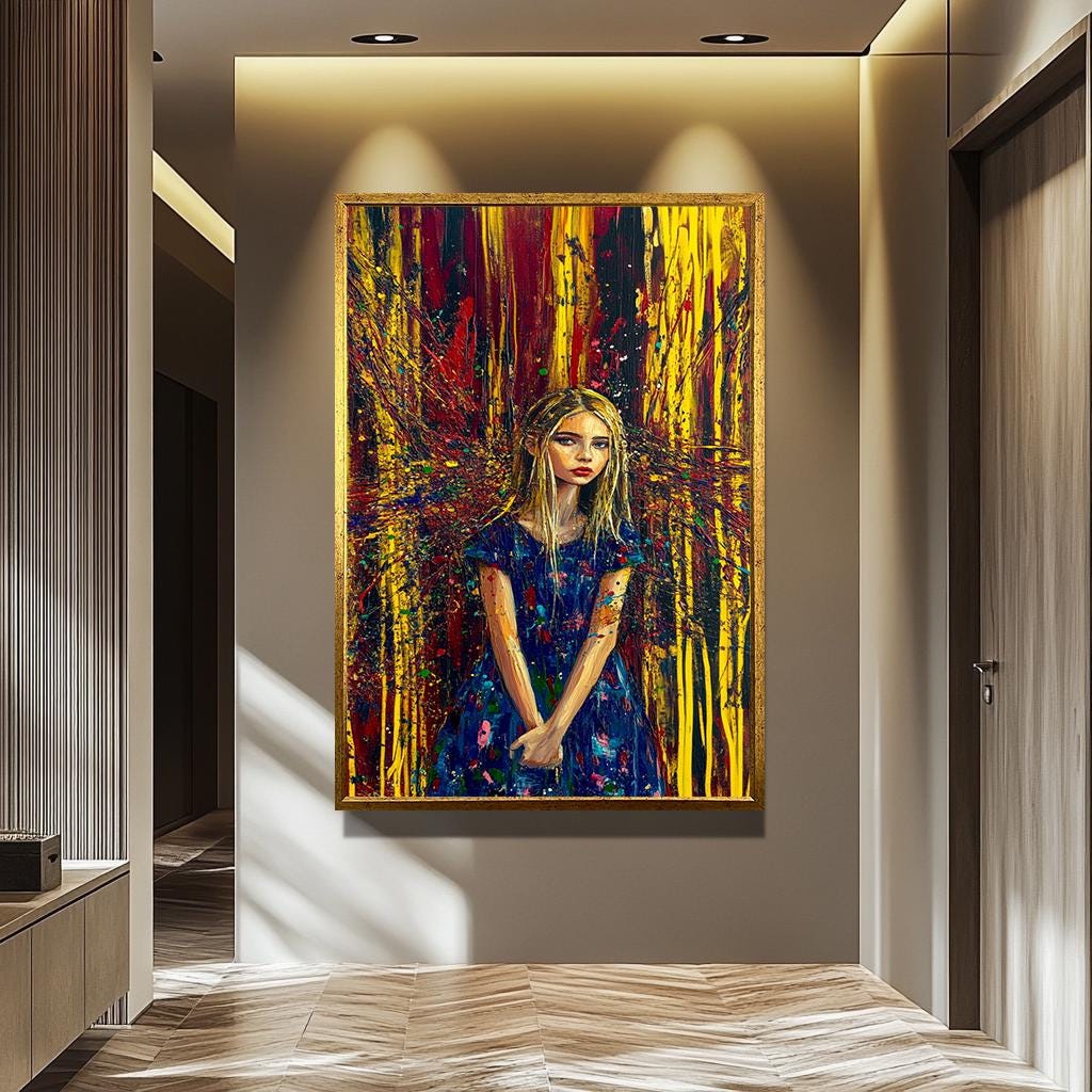 Pop Art Wall Art – Abstract Female Portrait Canvas | Vibrant Splatter Artwork