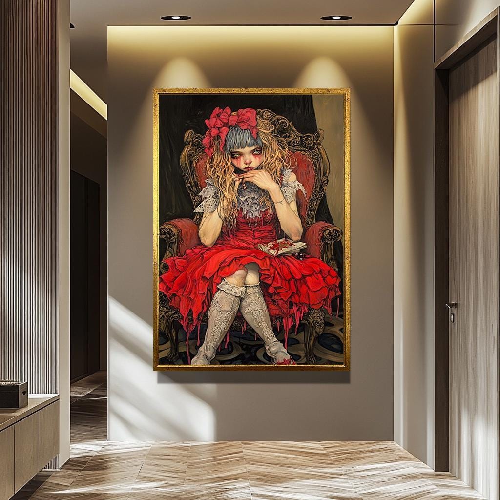 Gothic Woman Wall Art – Dark Gothic Decor | Macabre Girl Portrait Canvas Print