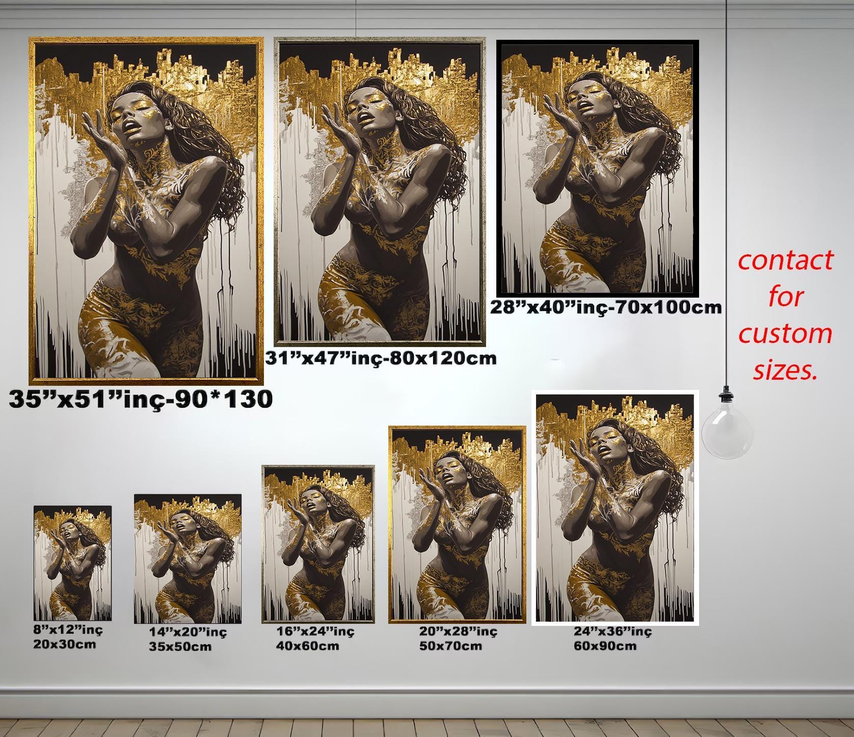 Women Wall Art – Abstract Women Canvas | Golden Wall Decor | Luxury Home Decor