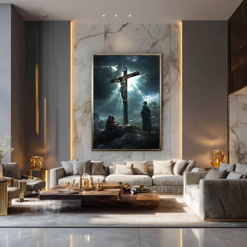 Jesus Crucifixion Canvas – Dramatic Christian Wall Art | Passion of Christ Print