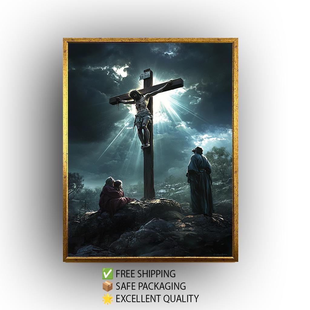 Jesus Crucifixion Canvas – Dramatic Christian Wall Art | Passion of Christ Print