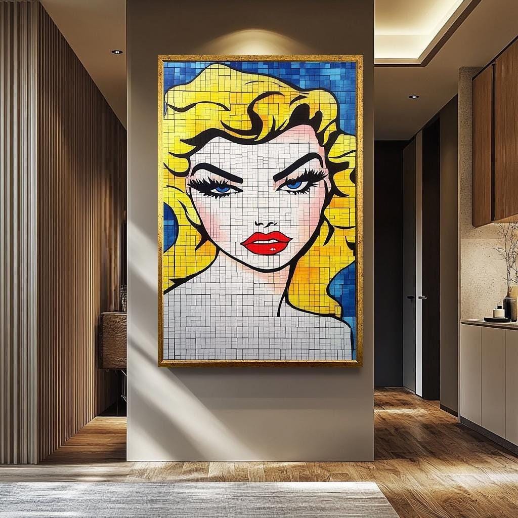 Pop Art Wall Art - Vibrant Blonde Portrait on Modern Abstract Canvas | Chic Feminine Decor