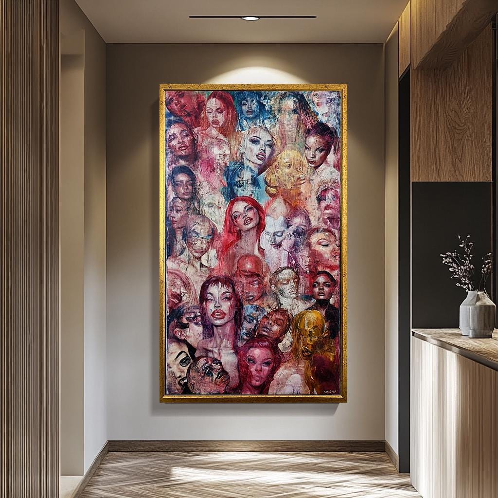 Surreal Faces Wall Art - Bold Pop Art Decor | Unique Canvas Prints & Vibrant Floral Painting