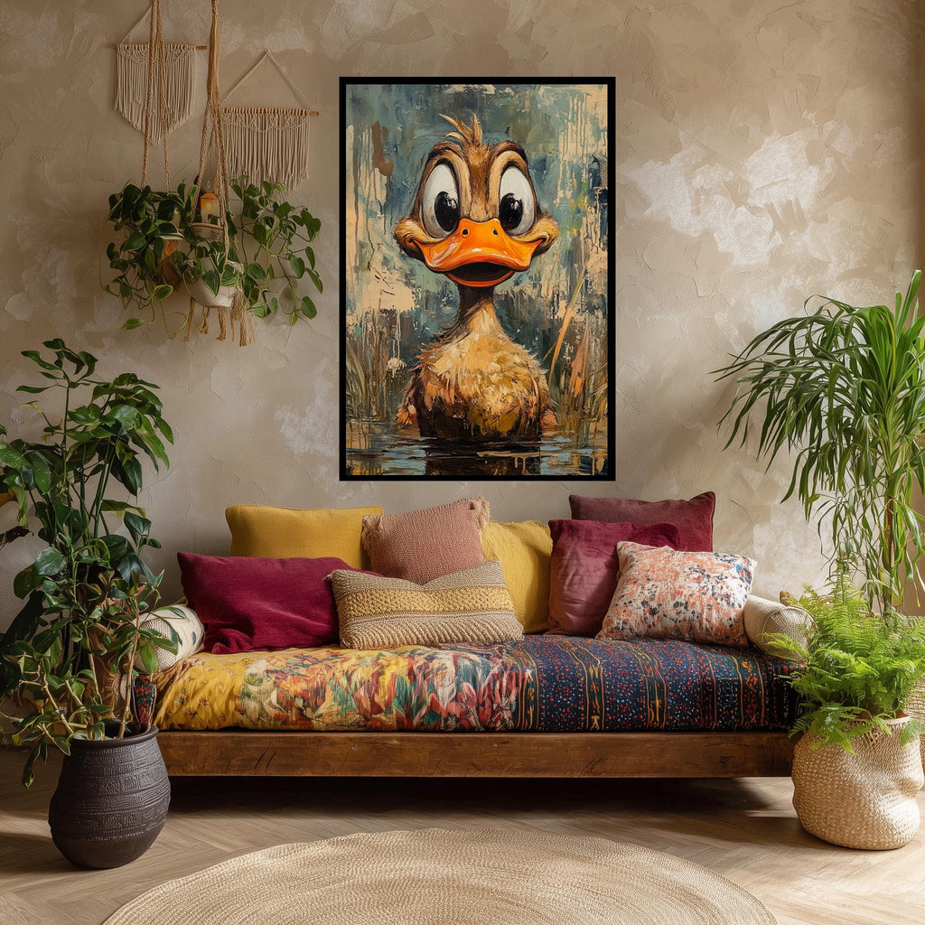 Cute Duck Canvas Print – Whimsical Nursery Wall Art with Bright Orange Beak