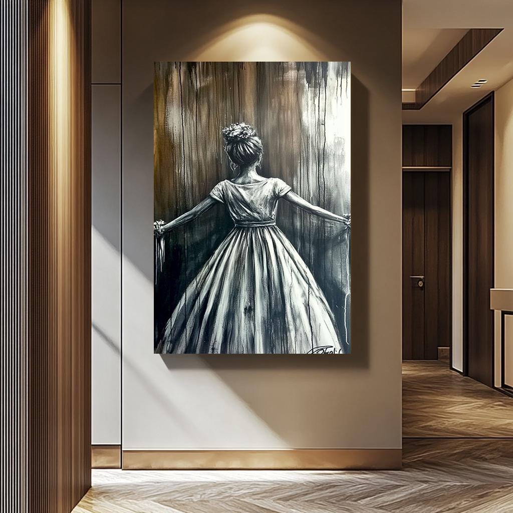 Banksy Women Wall Art – Modern Graffiti Art | Black and White Banksy Style Canvas