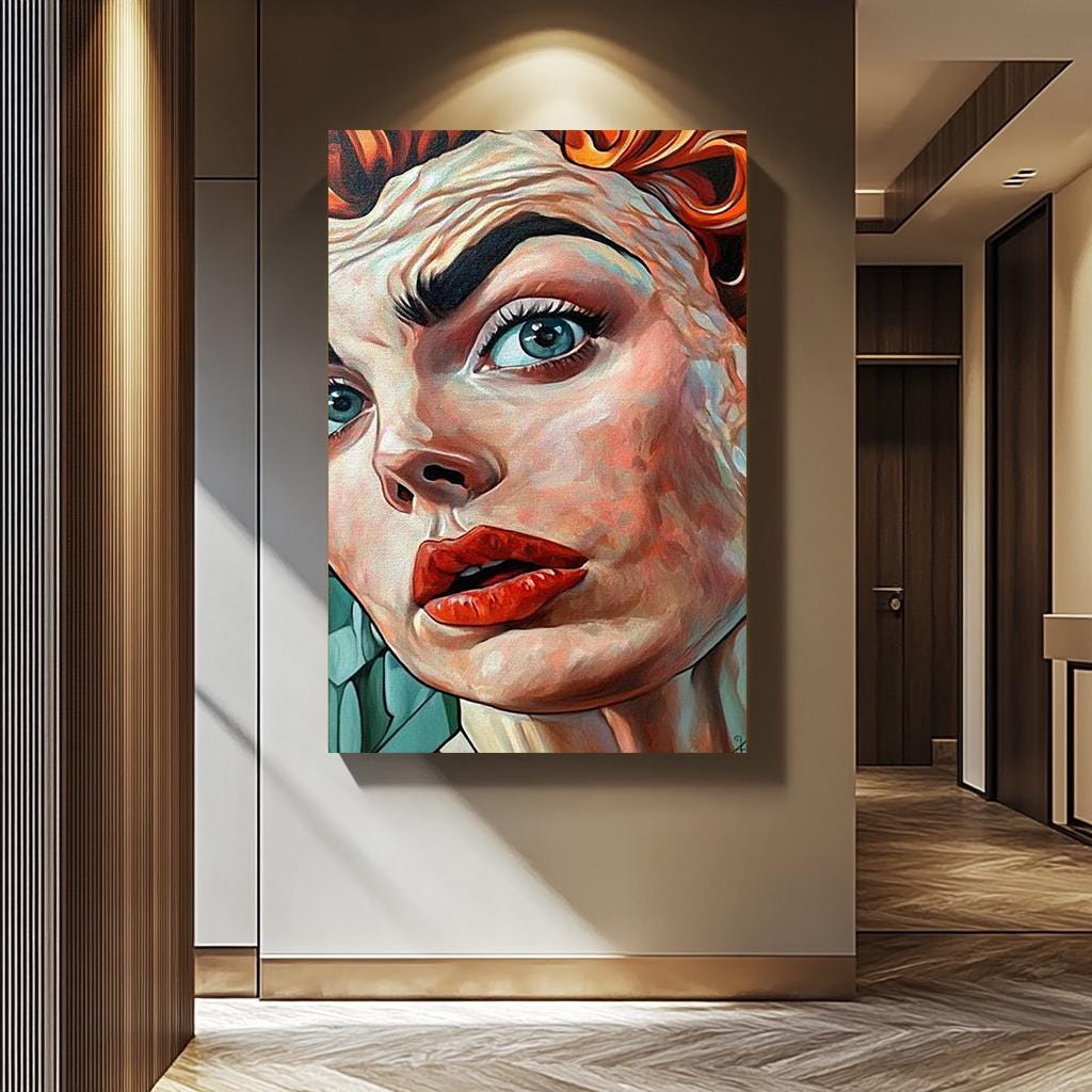 Women Pop Art Canvas | Colorful Wall Decor, Vibrant Floral Painting, Feminine Style