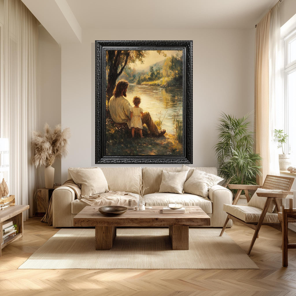 Jesus with Child Canvas – Peaceful Christian Wall Art | Spiritual Home Decor