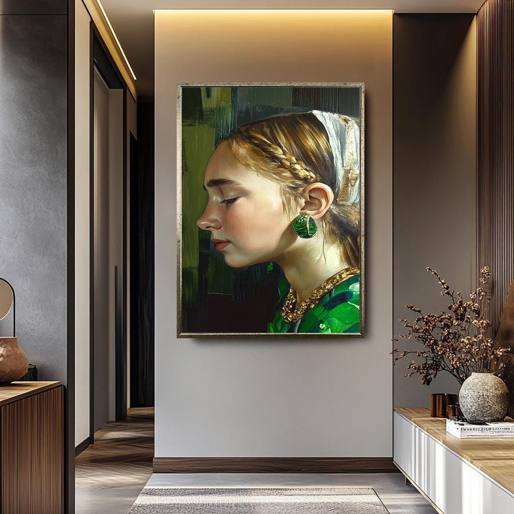 Woman Wall Art – Feminine Portrait Canvas With Vintage Classic Decor, Bold Colors