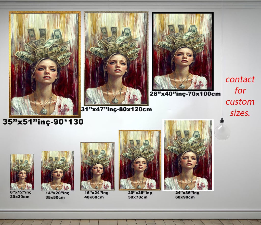 Luxury Woman Money Art - Powerful Woman Canvas | Money Crown Wall Art