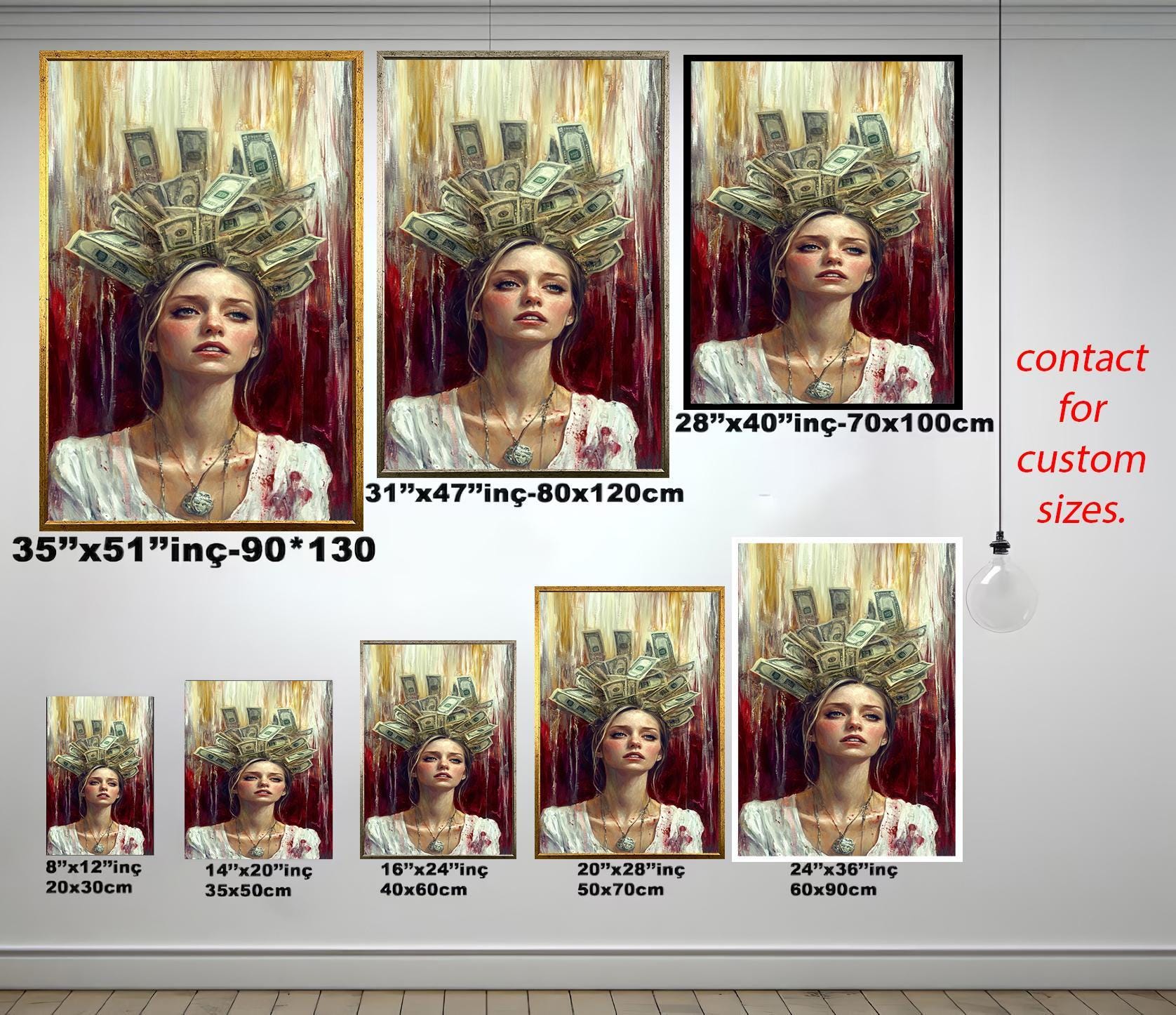 Luxury Woman Money Art - Powerful Woman Canvas | Money Crown Wall Art