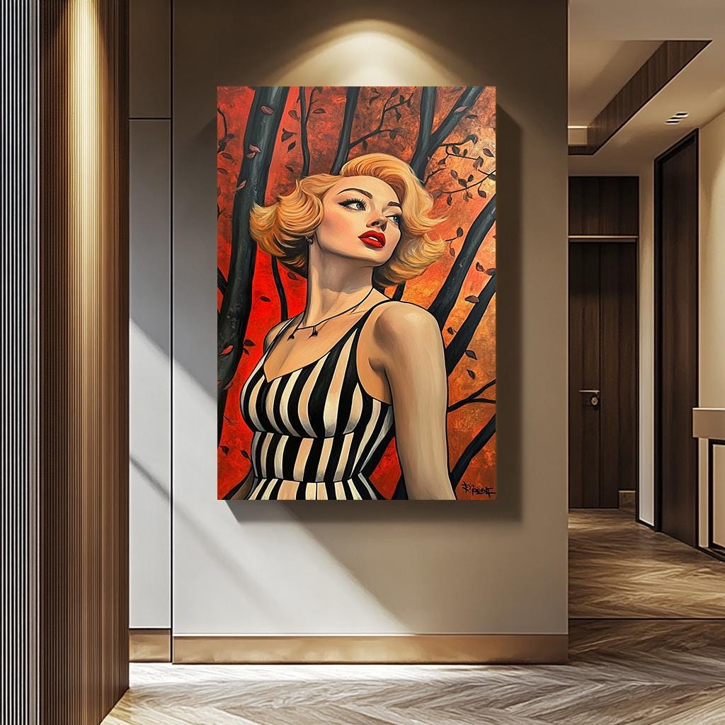Pop Art Wall Art – Blonde Woman Modern Portrait | Abstract Female Artwork