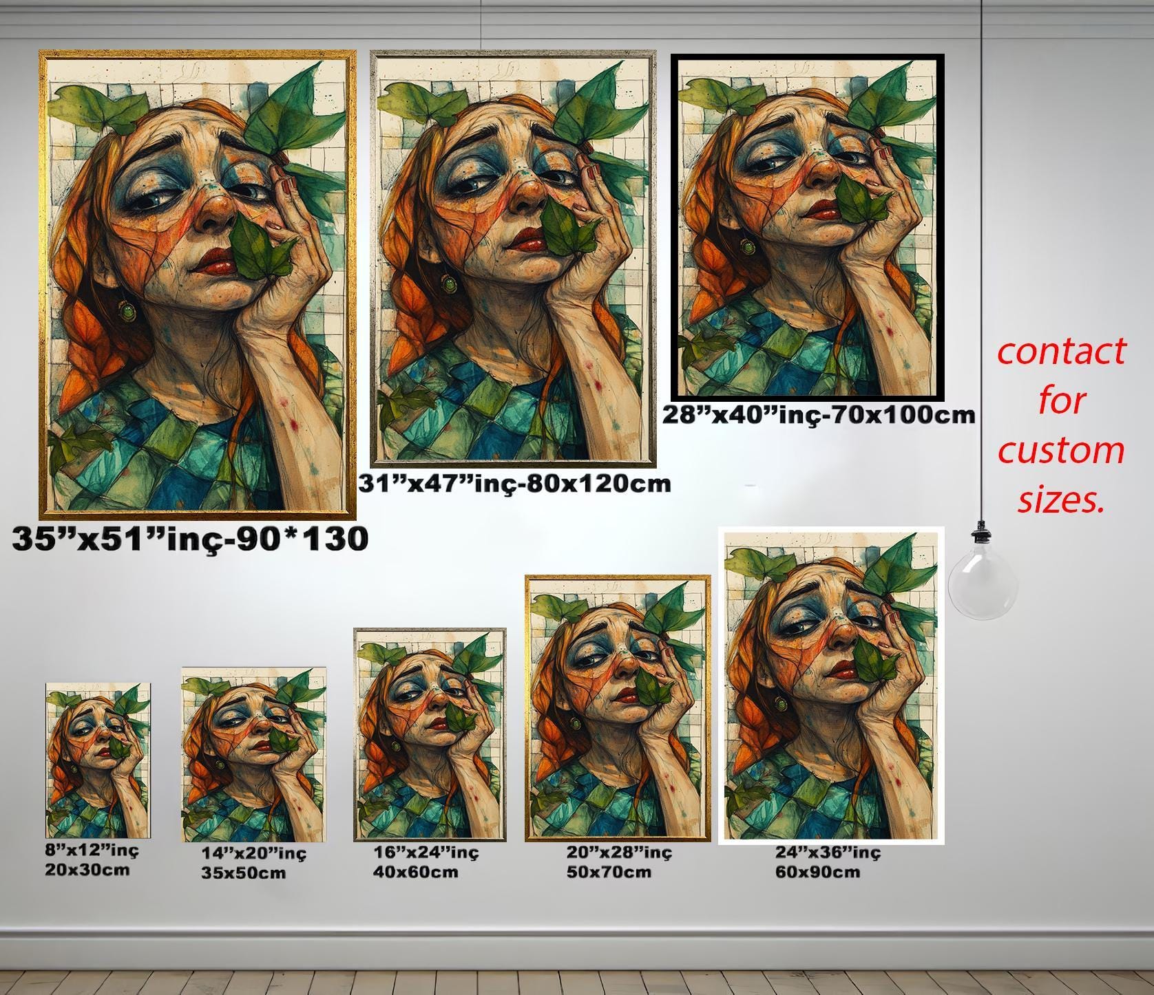 Weird Woman Wall Art - Surreal Female Portrait on Bold Colorful Canvas Print