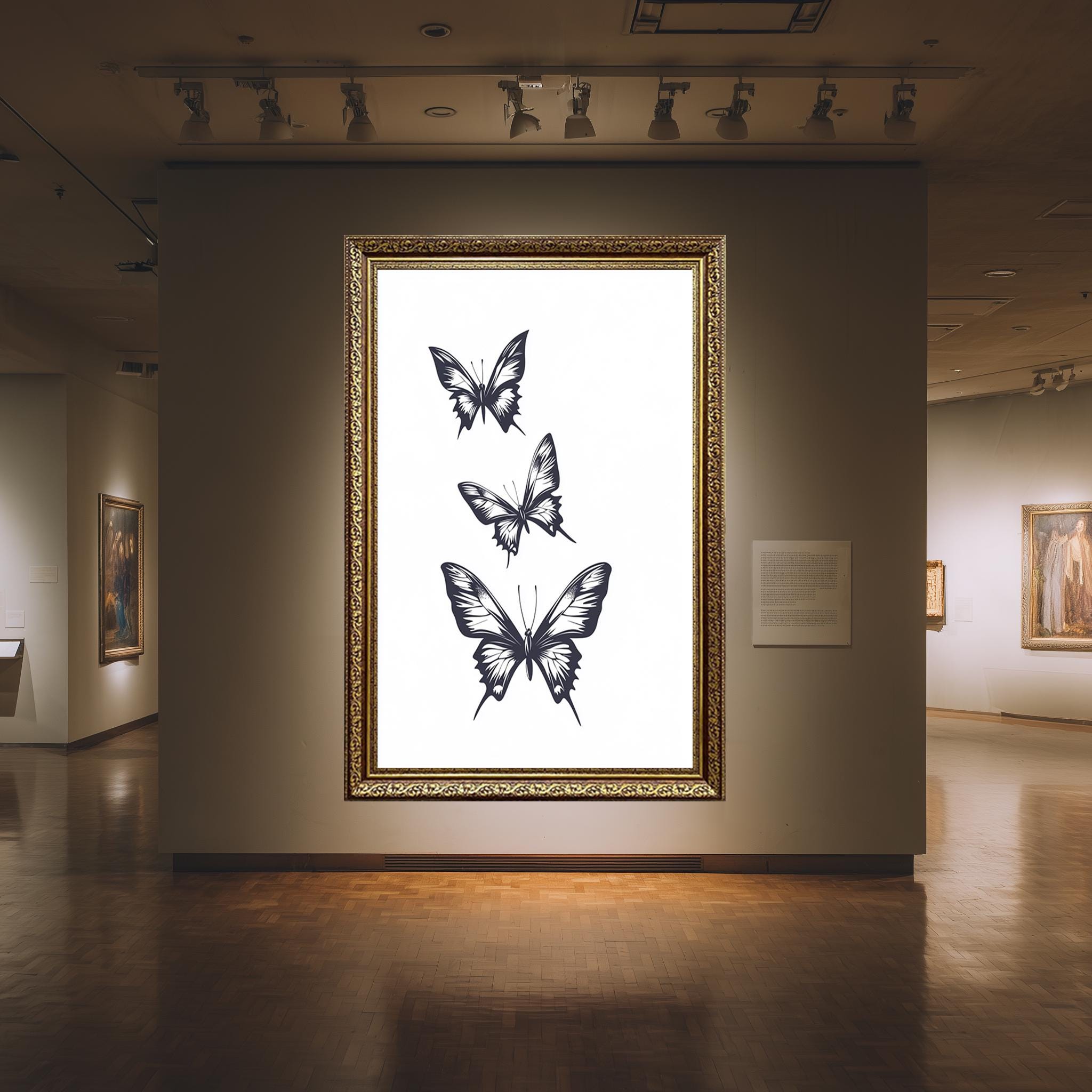 Black White Butterfly Art – Minimalist Wall Art Canvas Print | Elegant Nature Illustration