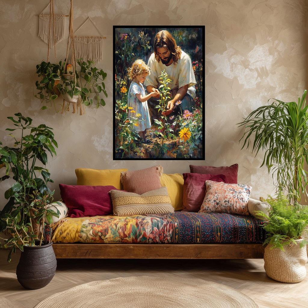 Jesus and Child Canvas Art – Christian Wall Decor | Faith Based Spiritual Canvas Print