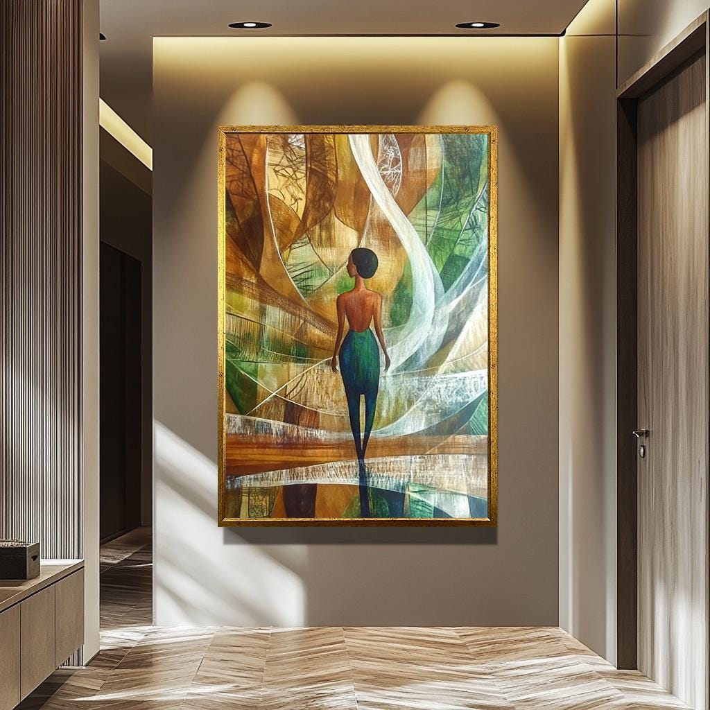 African Women Wall Art - Elegant Abstract Female Portrait Canvas Print